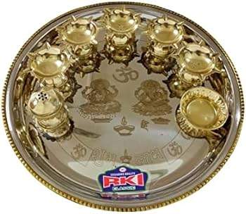 BRASS POOJA THALI 5 DIYA'S - Dallaspuram Santha DFW
