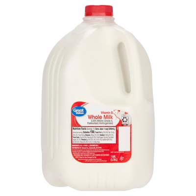 Great Value Whole Milk 3.78L 1Gal - Dallaspuram Santha DFW