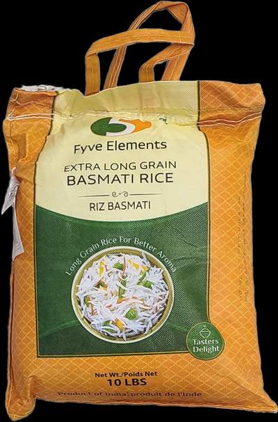 Fyve Elements Extra Long Grain Basmati Rice - 10 LB 10 lb - Dallaspuram Santha DFW