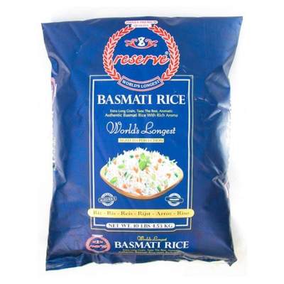 Zafrani Reserve Basmati Rice - 10 Lb (4.54 Kg) 10 lb - Dallaspuram Santha DFW