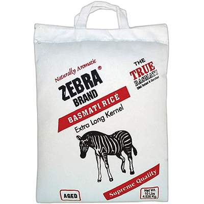 Zebra Extra Long Kernel Basmati Rice - 10 LB 10 lb - Dallaspuram Santha DFW